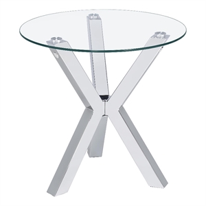 Kenzie Round Tempered Glass Top End Side Table Chrome