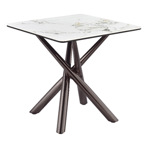 Carvell Square Sintered Stone End Side Table Mirage White