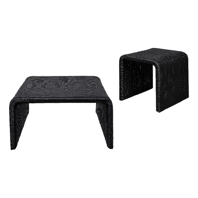 Cahya 2-piece Rattan Coffee and End Table Set Black