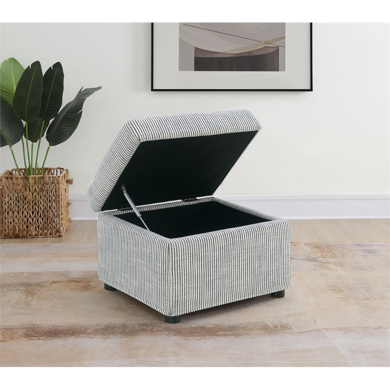 Winter Upholstered Hydraulic Lift Top Storage Ottoman Grey