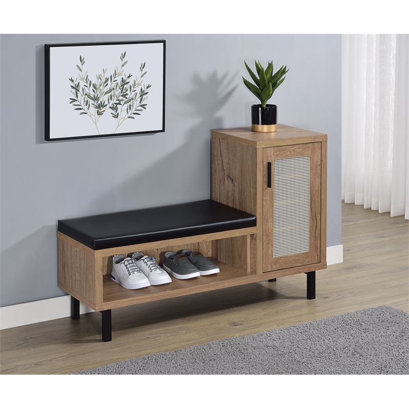 Teller 1-door Entryway Shoe Storage Bench Natural Oak