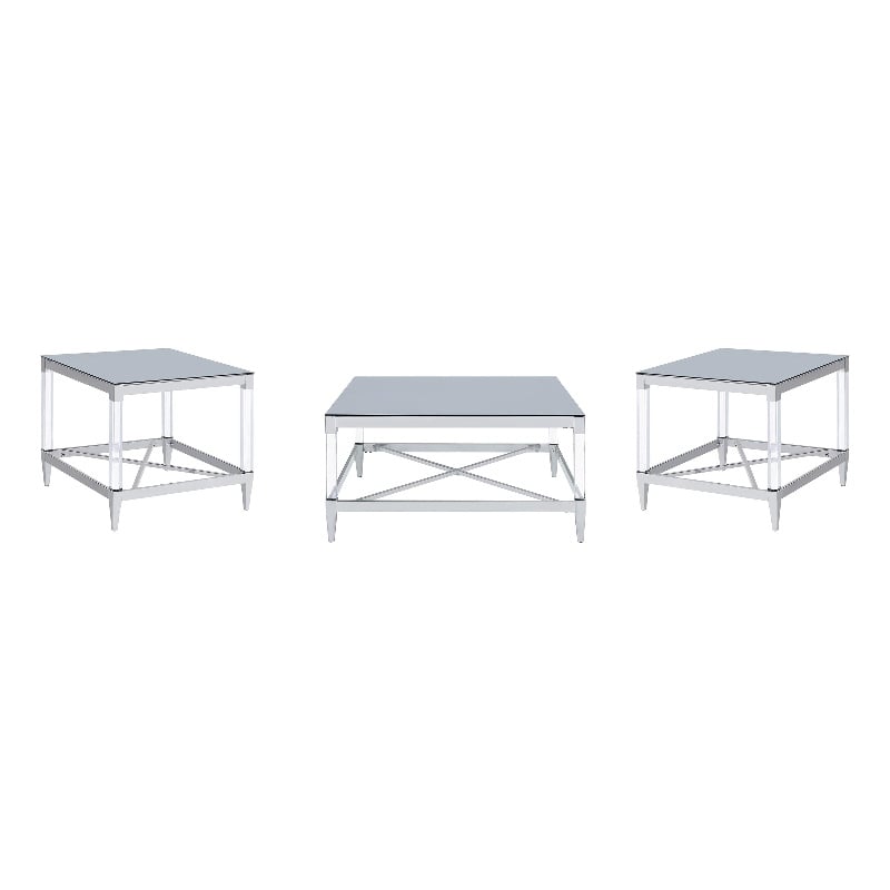 Lindley 3-piece Square Coffee and End Table Set Chrome