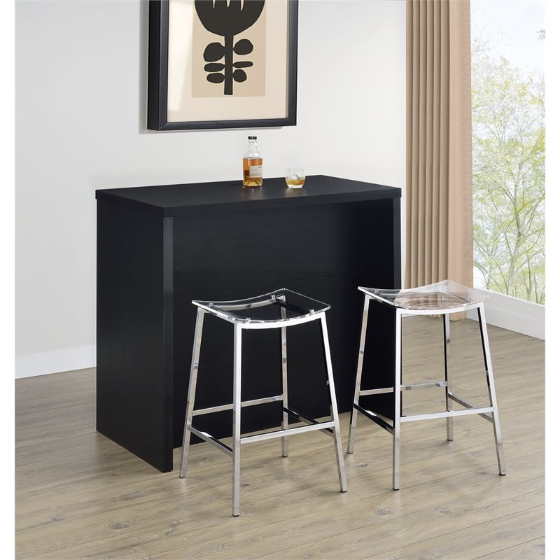 Topanga Engineered Wood Freestanding Home Bar Black
