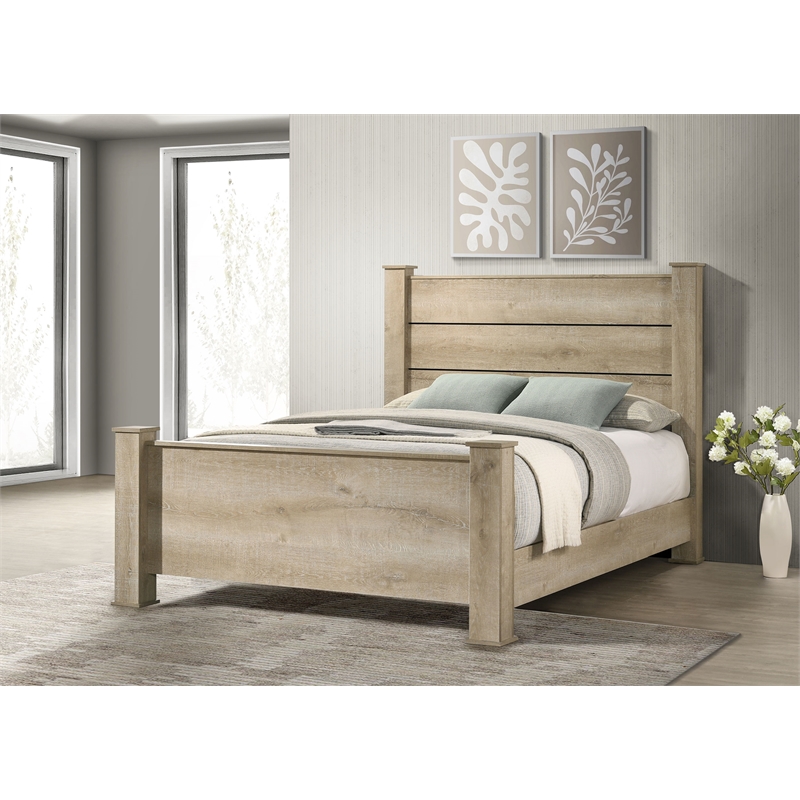 Oakglen 55-inch Eastern King Panel Bed Weathered Oak