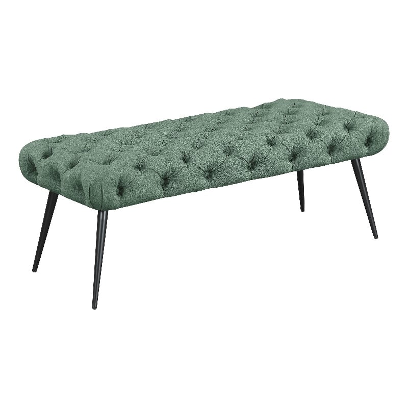 Ella Upholstered Tufted Bench Metal Legs Teal
