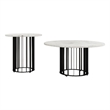Haven 2-piece Round Marble Coffee and End Table Set Black