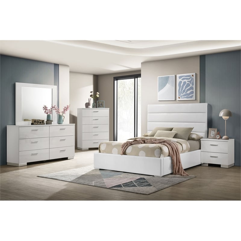 Felicity 5-piece Full Bedroom Set White High Gloss