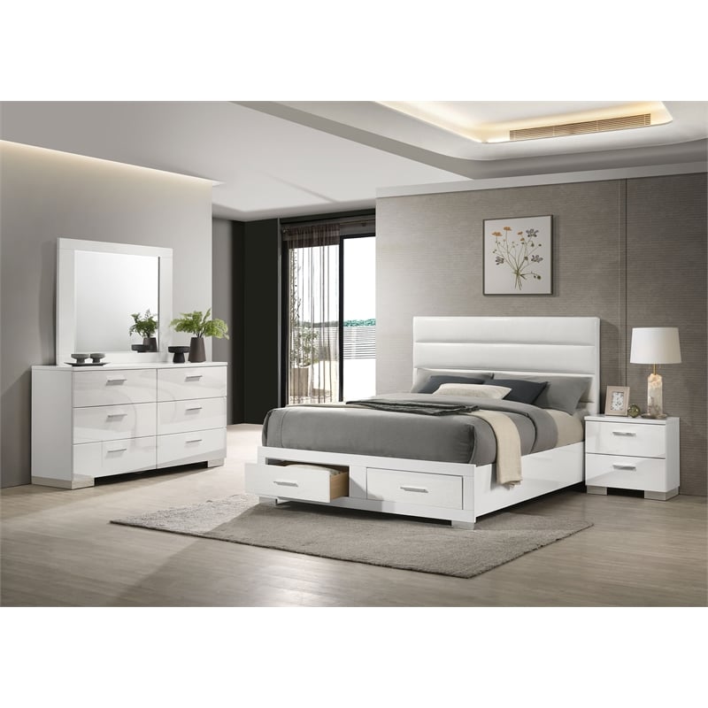Felicity 4-piece California King Platform Bedroom Set White