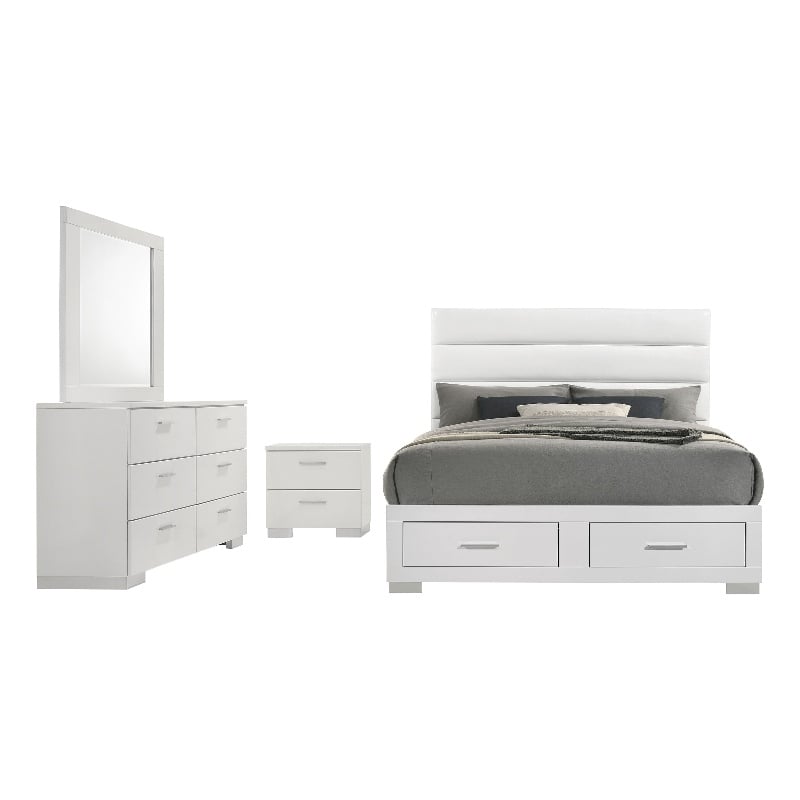 Felicity 4-piece California King Platform Bedroom Set White