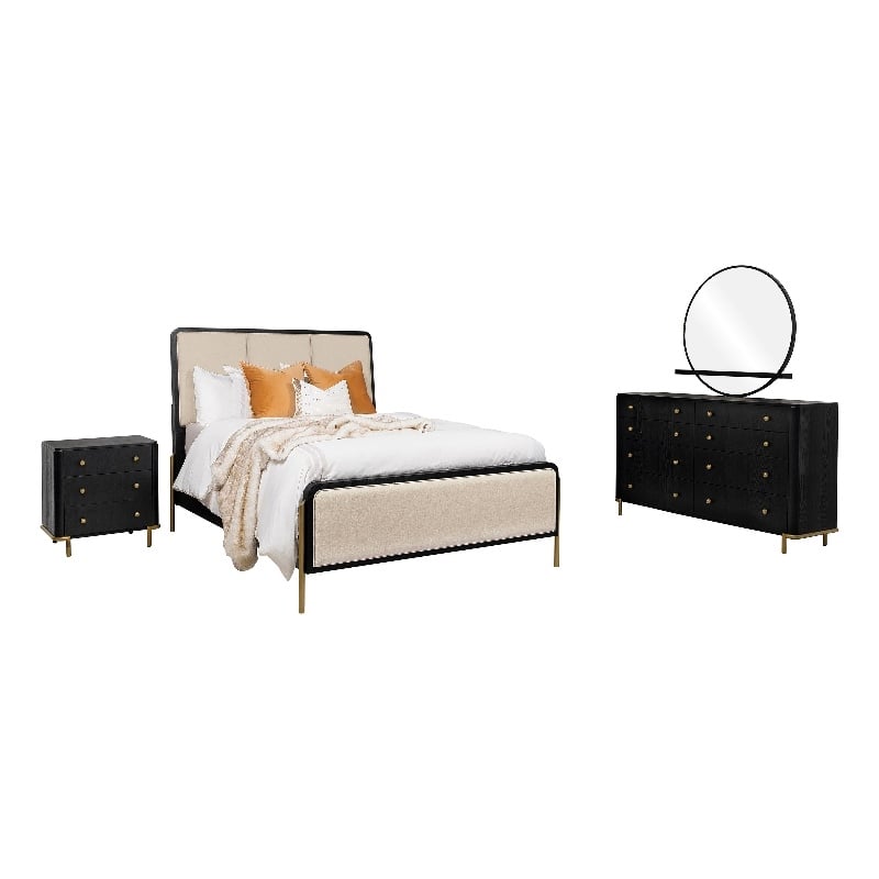Arini 4-piece Queen Bedroom Set Cream and Black