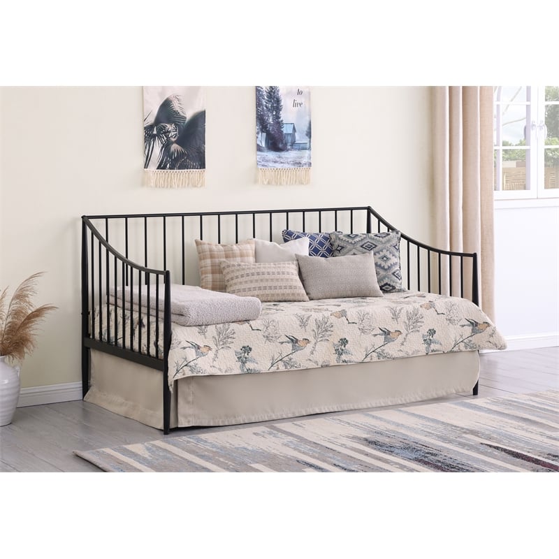 Newbury Metal Twin Daybed Bed Frame Matte Black