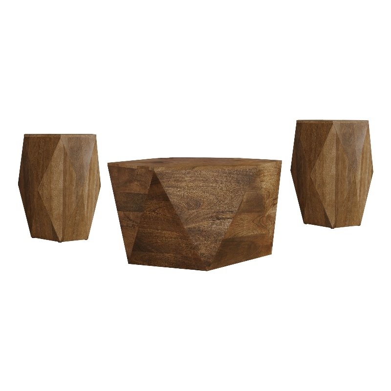 Zalika 3-piece Solid Wood Coffee and End Table Set Natural