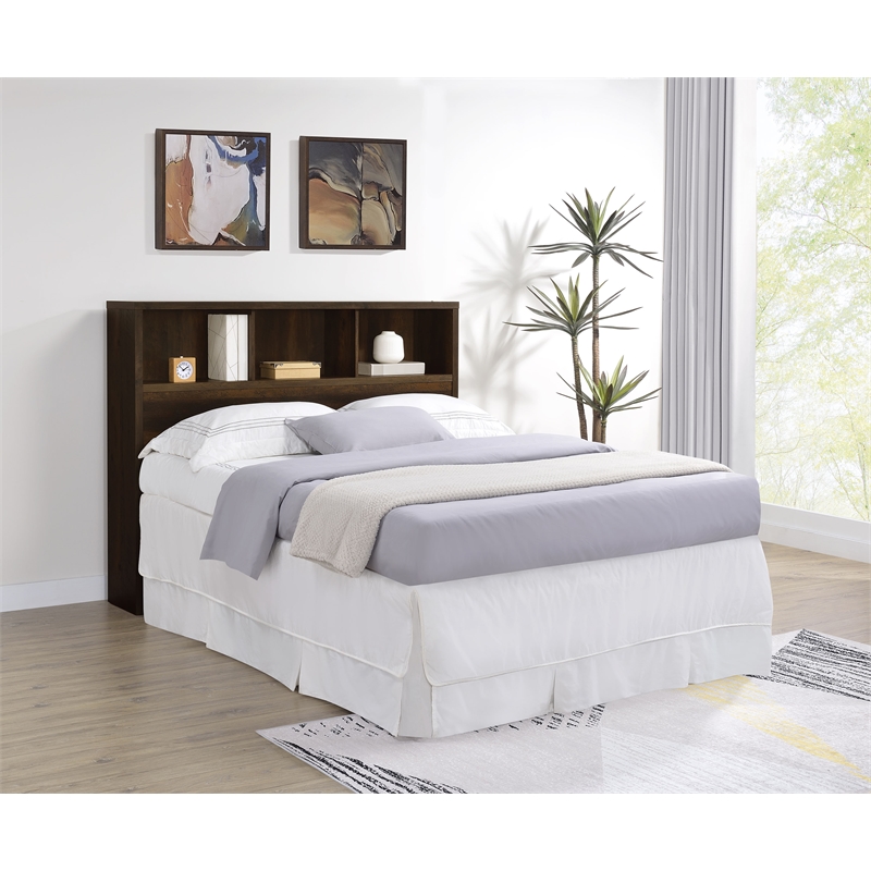 Westpark 49-inch Queen Bookcase Headboard Dark Pine