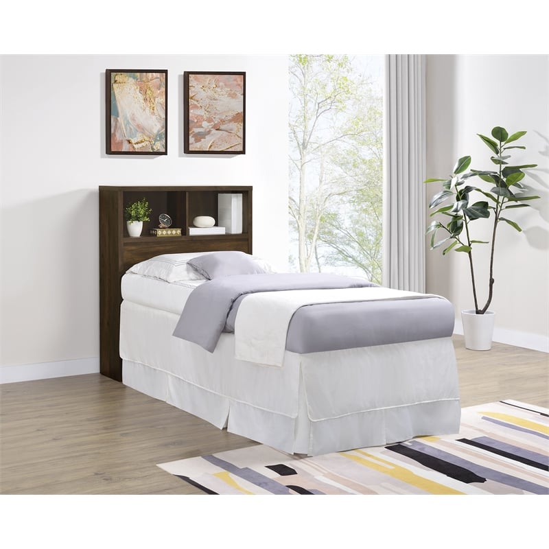 Westpark 49-inch Twin Bookcase Headboard Dark Pine