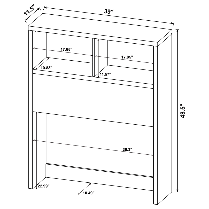 Westpark 49-inch Twin Bookcase Headboard Dark Pine