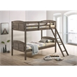 Flynn Wood Twin Over Twin Bunk Bed with Mattress Weathered Brown