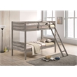 Ryder Wood Twin Over Twin Bunk Bed with Mattress Weathered Taupe