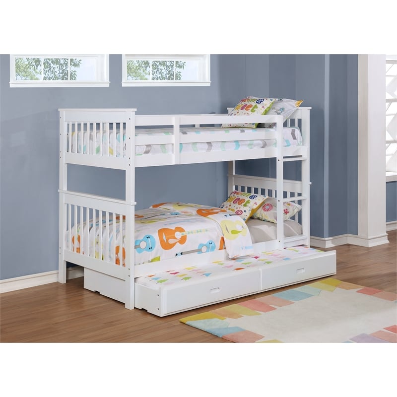 Chapman Wood Twin Over Twin Bunk Bed with Mattress White