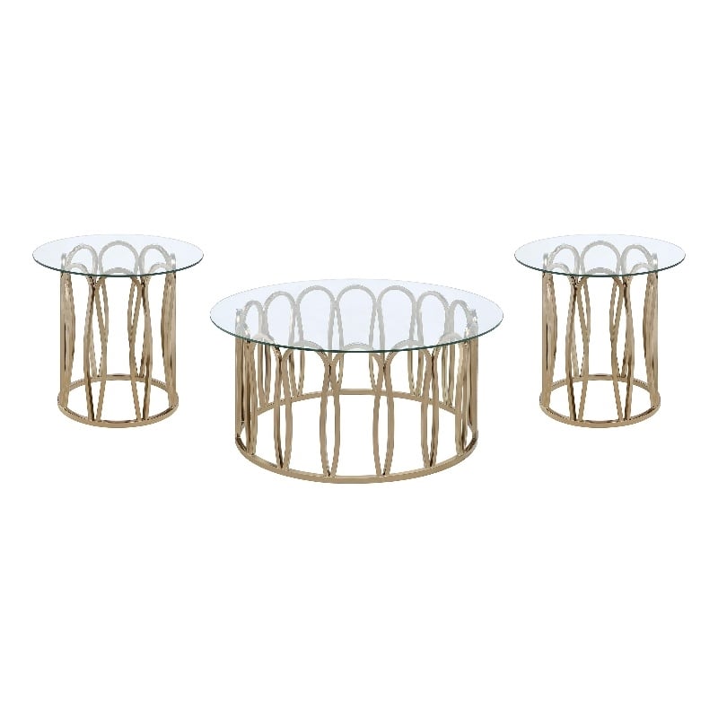 Monett 3-piece Coffee and End Table Set Chocolate Chrome