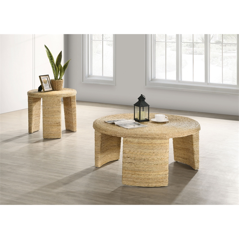 Artina 2-piece Rattan Coffee and End Table Set Natural