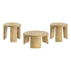 Artina 3-piece Rattan Coffee and End Table Set Natural