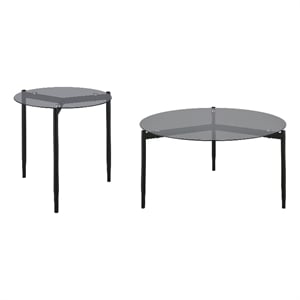 Rosalie 2-piece Round Coffee and End Table Set Grey