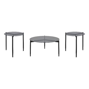 Rosalie 3-piece Round Coffee and End Table Set Grey