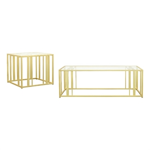 Adri 2-piece Coffee and End Table Set Matte Brass