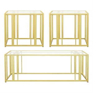 Adri 3-piece Coffee and End Table Set Matte Brass