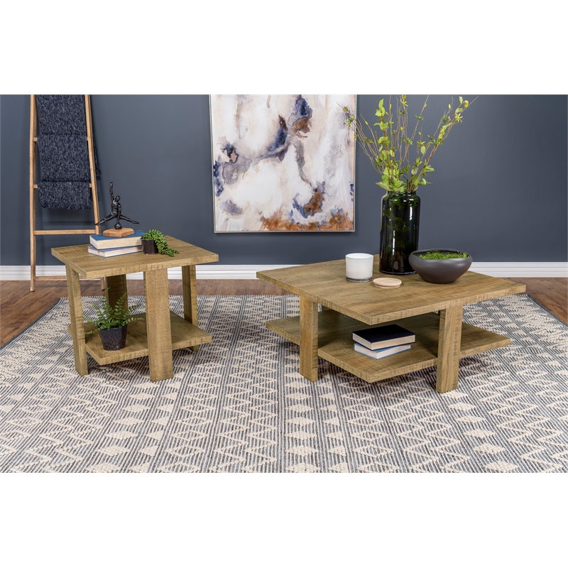 Dawn 2-piece Round Coffee and End Table Set Mango Brown