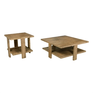 Dawn 2-piece Round Coffee and End Table Set Mango Brown