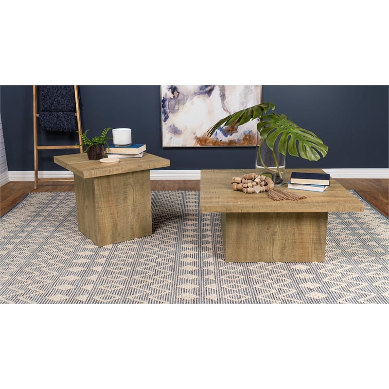Devar 2-piece Square Coffee and End Table Set Mango