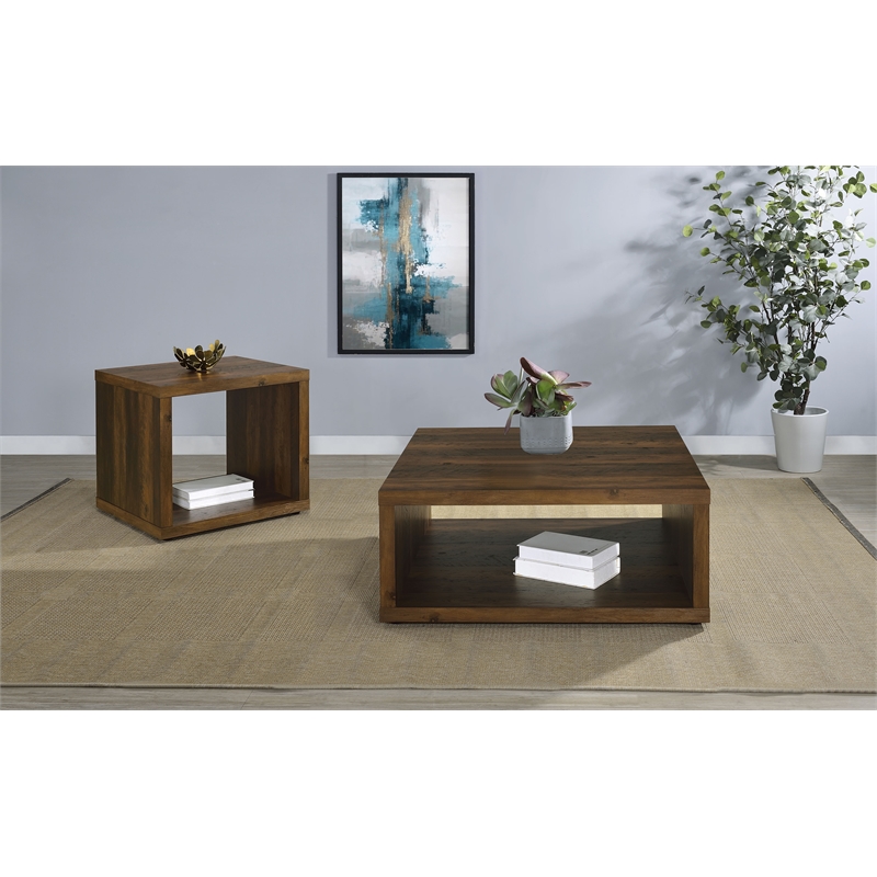 Frisco 2-piece Coffee and End Table Set Dark Pine