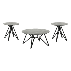 Hadi 3-piece Round SmartTop Coffee and End Table Set Cement