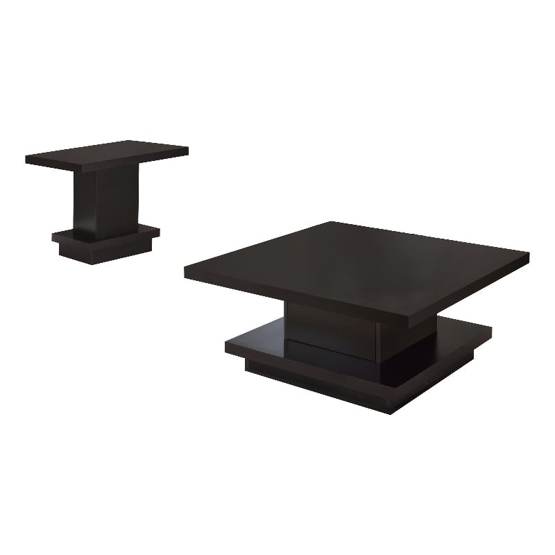 Reston 2-piece Square Coffee and End Table Set Cappuccino