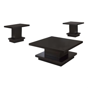 Reston 3-piece Square Coffee and End Table Set Cappuccino