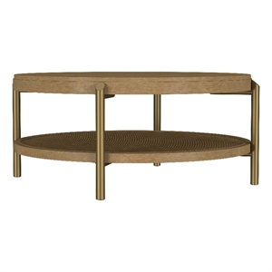 Arini Round Coffee Table With Storage Shelf Sand Wash