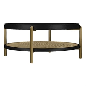Arini Round Coffee Table With Storage Shelf Black