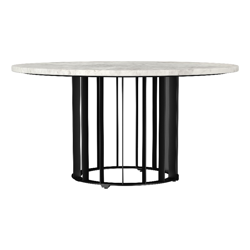 Haven Round Genuine White Marble Top Coffee Table Black