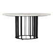 Haven Round Genuine White Marble Top Coffee Table Black