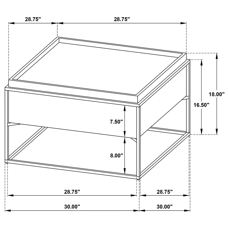 Fulton 30-inch Square Mango Wood Coffee Table Dark Brown