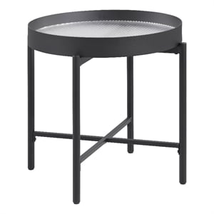Ozella Round End Side Table with Recessed Top Sandy Black