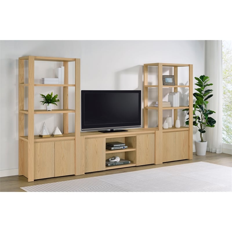 Coaster Laurelton 3-piece Engineered Wood Entertainment Center in Light Oak