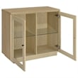 Coaster Tilbury 2-door Glass Front Engineered Wood Accent Cabinet in Light Oak