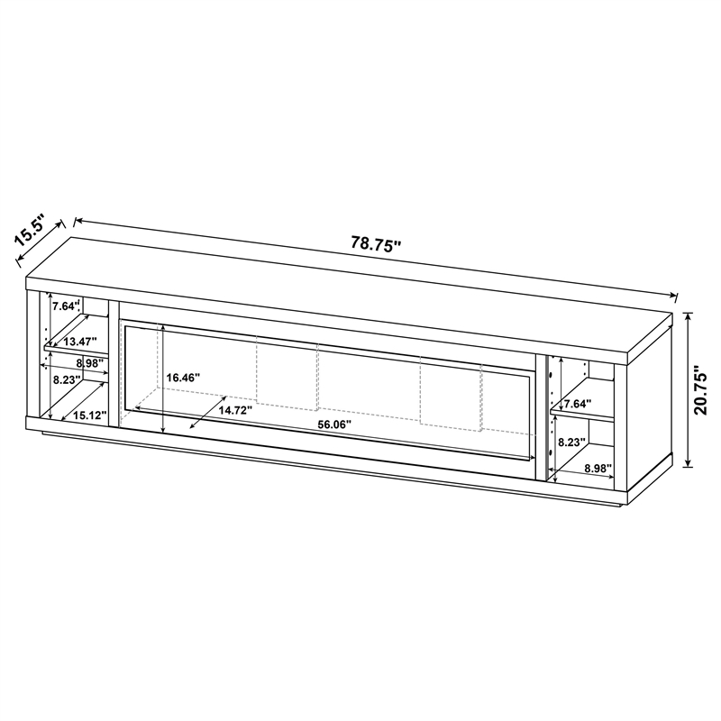 Coaster Deiter 79-inch Engineered Wood TV Stand Fireplace in Black