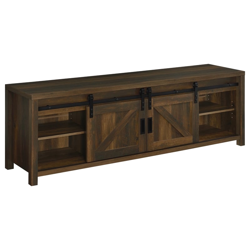 Coaster Enfield 71-inch Engineered Wood TV Stand Fireplace in Dark Pine
