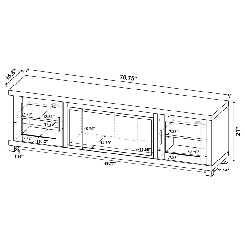 Coaster Havering 71-inch Engineered Wood TV Stand Fireplace in Dark Pine