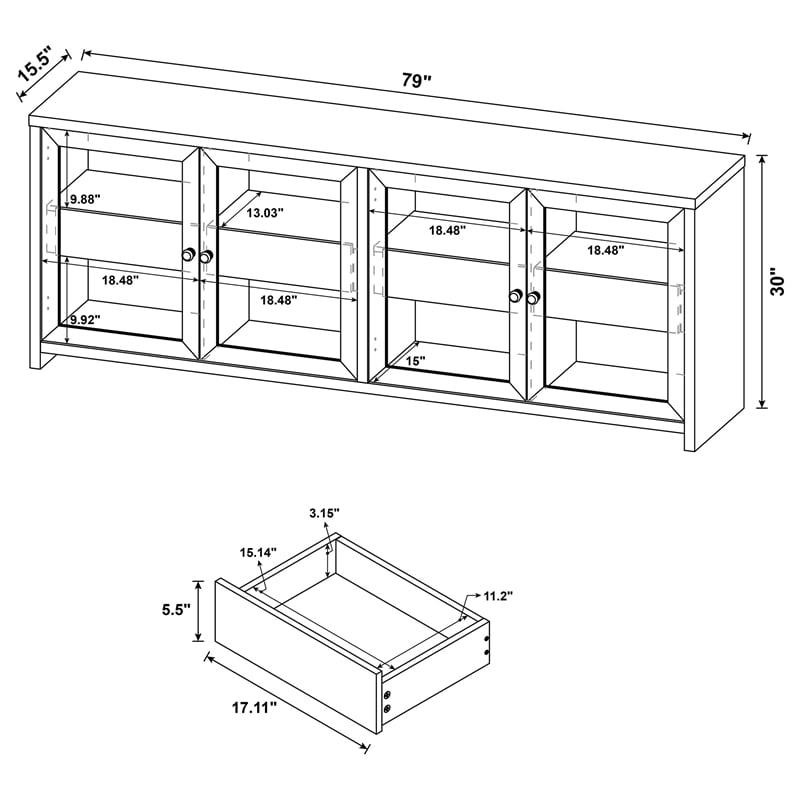Coaster Denison 3-piece Engineered Wood Entertainment Center in Black