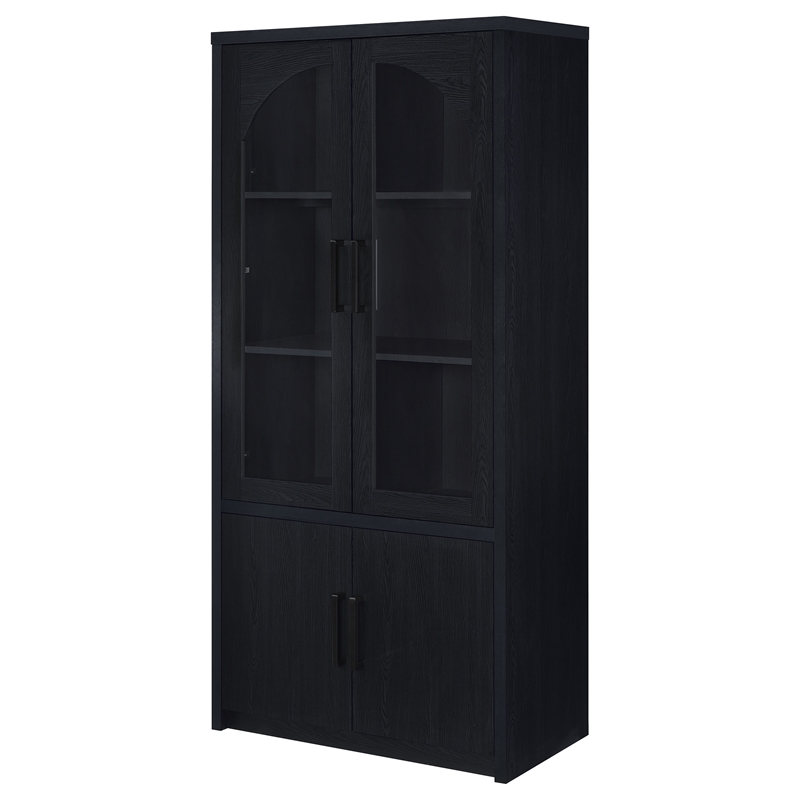 Coaster Riva 4-door Engineered Wood Tall Accent Cabinet LED Lighting in Black