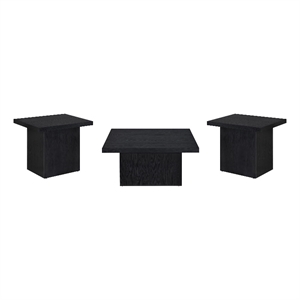 Coaster Devar 3-piece Square Engineered Wood Coffee Table Set in Black